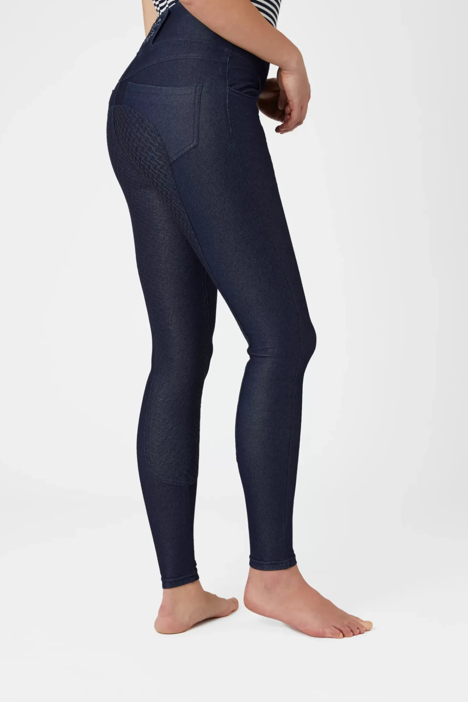 * Katia Denim Look Naisten Kokopaikkaiset Ratsastusleggingsit Silikonipainatuksilla
