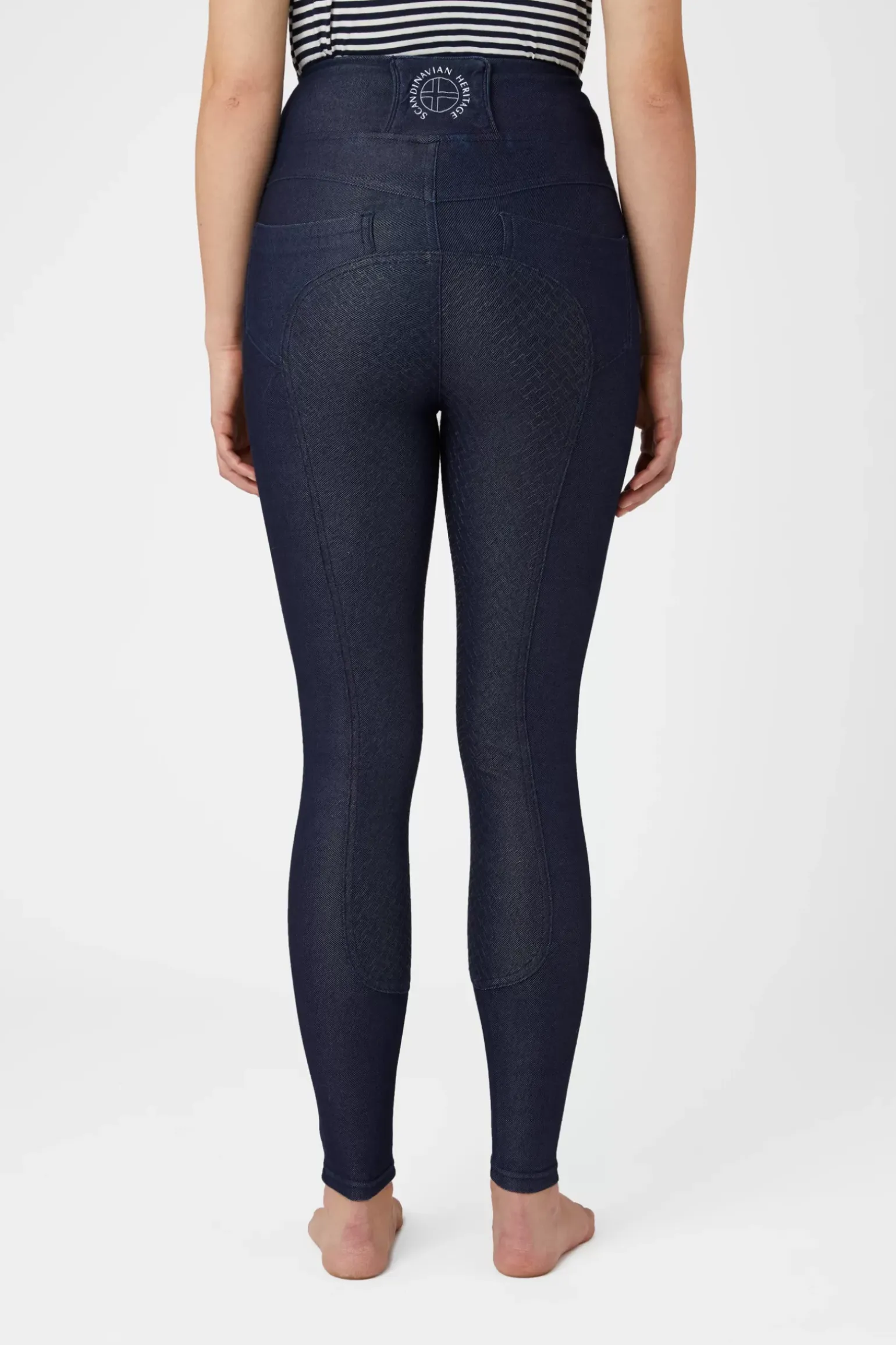 * Katia Denim Look Naisten Kokopaikkaiset Ratsastusleggingsit Silikonipainatuksilla