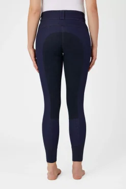 * Naisten Denim Ratsastushousut Nahkaisilla Kokopaikoilla