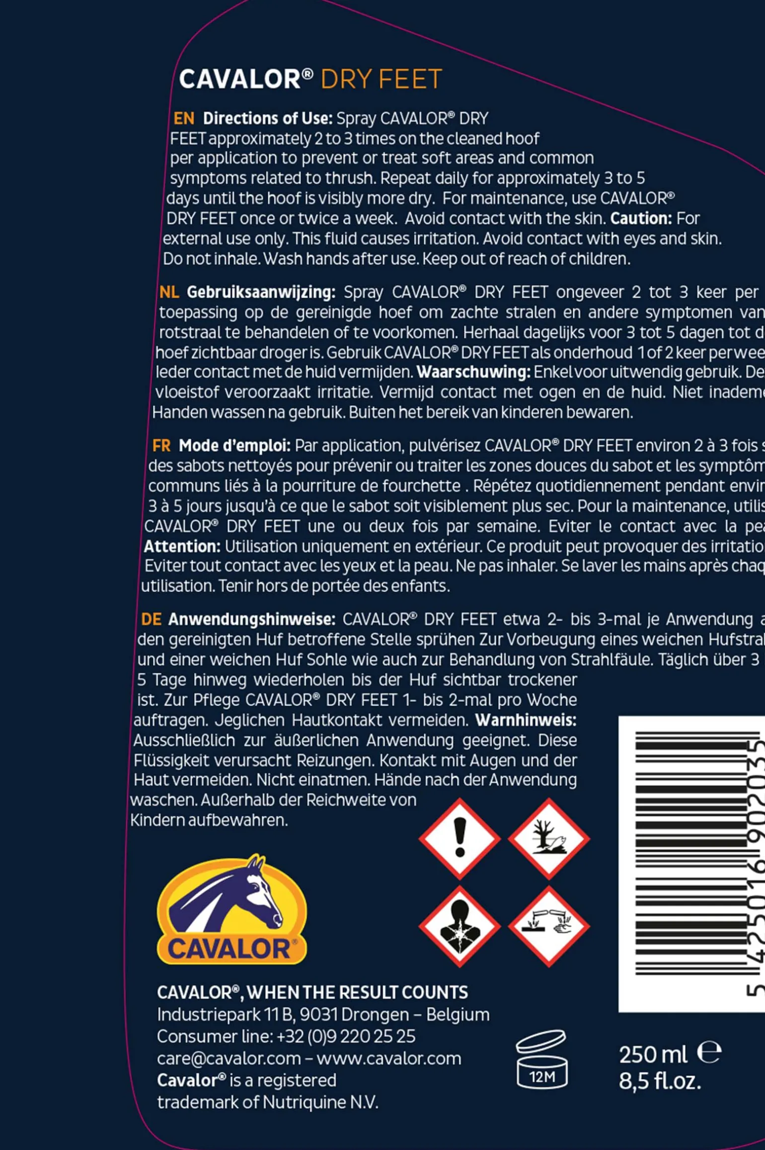 Cavalor Dry Feet Kavioille, 250 Ml