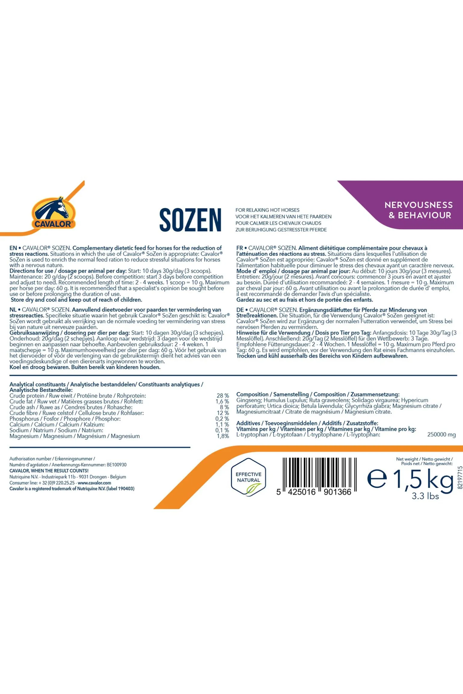 Cavalor Sozen 1,5 Kg