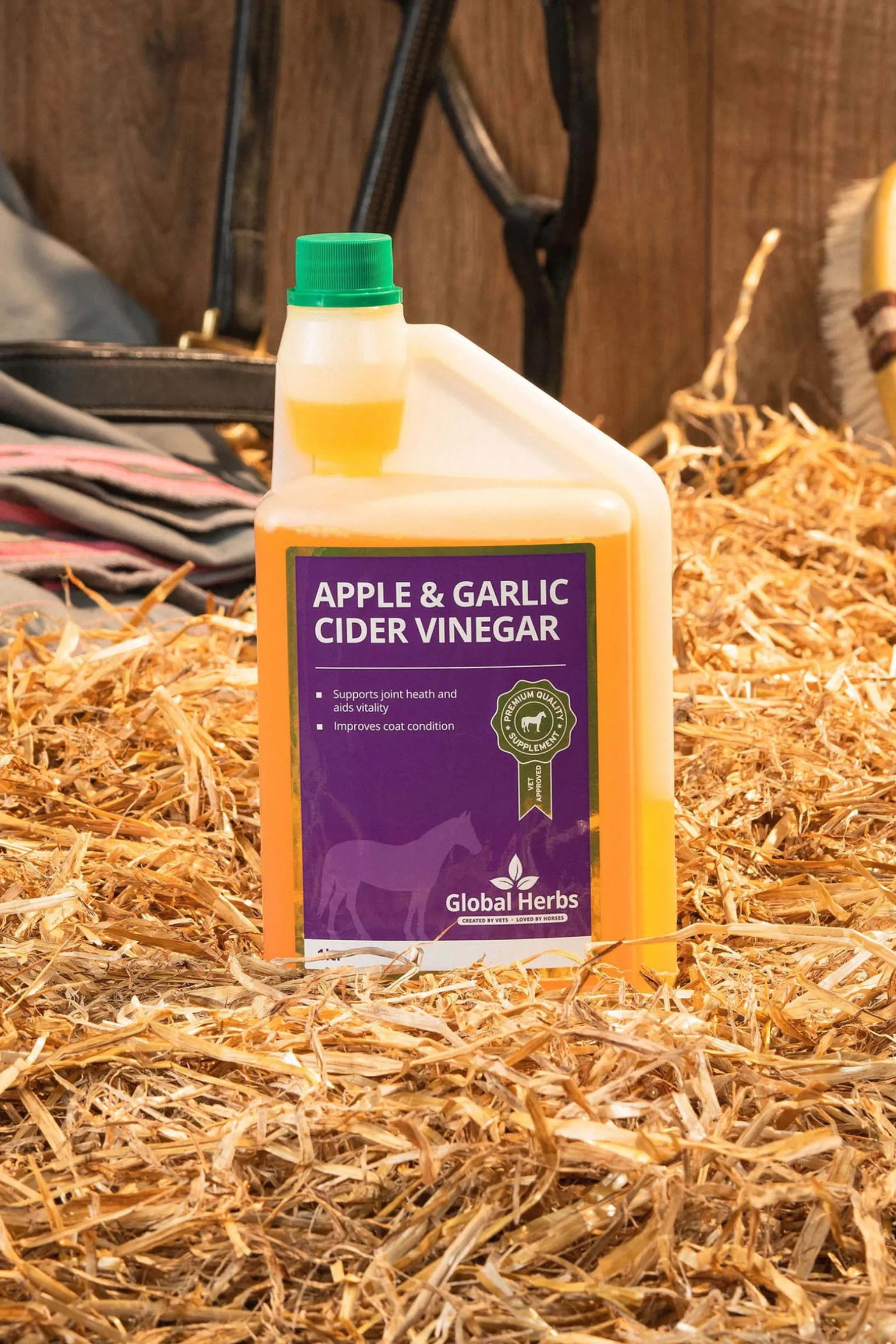 Global Herbs Apple & Garlic Cider Vinegar Equine, 1 L